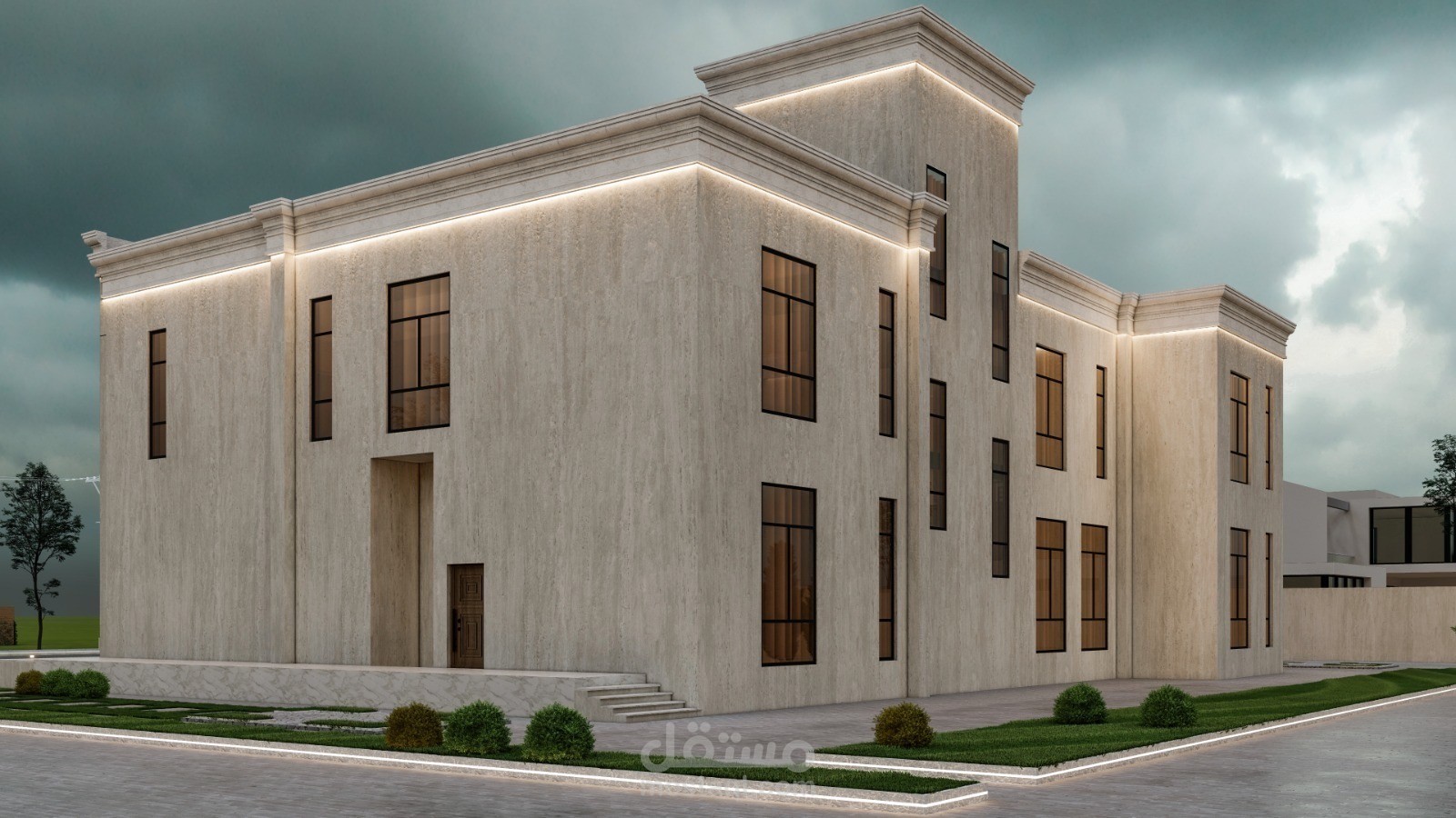 تصميم معماري + واجهه طبقا لاشتراطات البلديه والكود السعودي