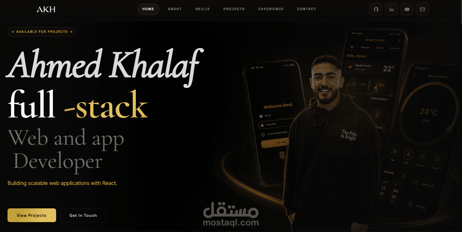 تصميم وتطوير بورتفوليو شخصي لمطور Full Stack