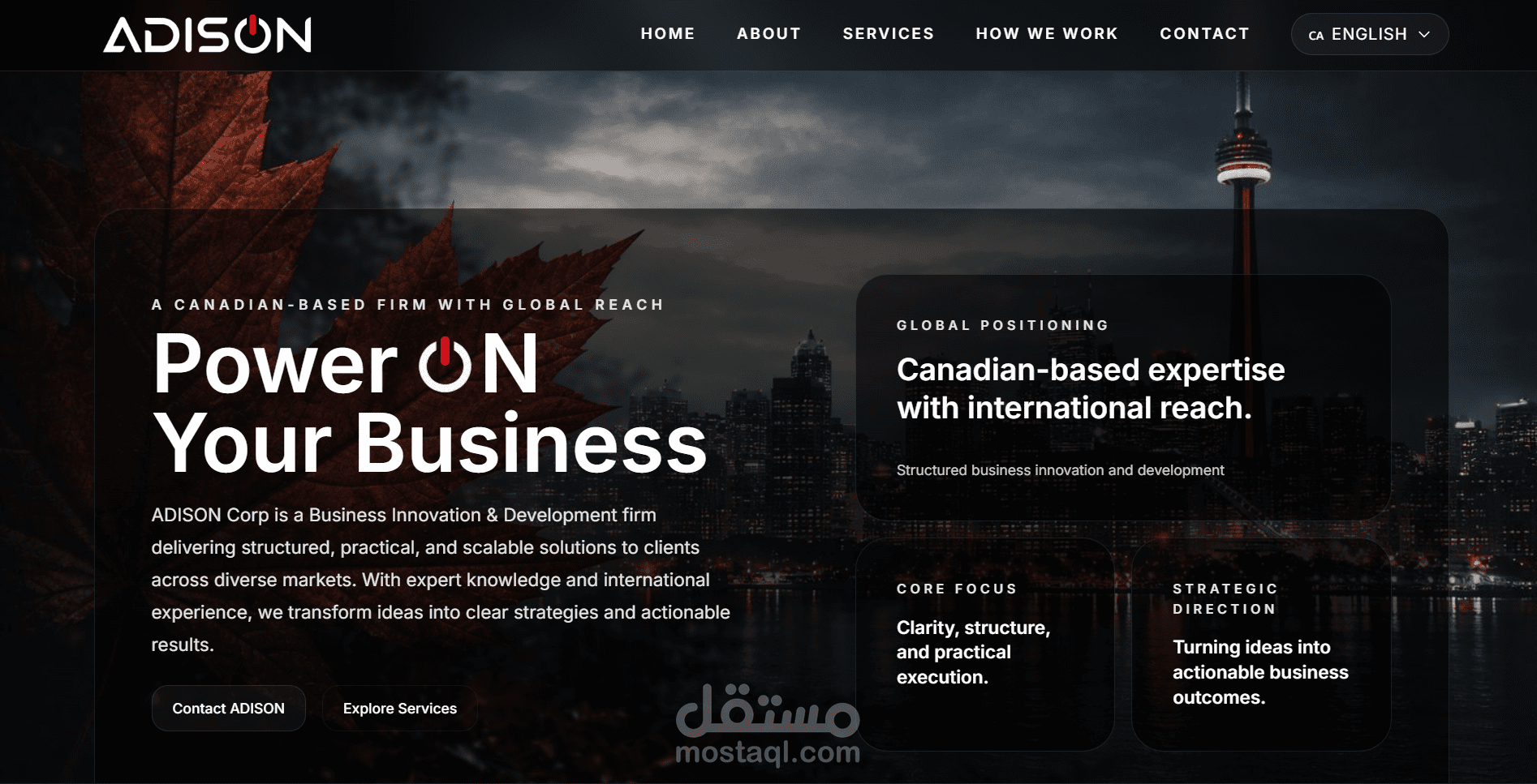 تصميم وتطوير موقع شركة ADISON Corp