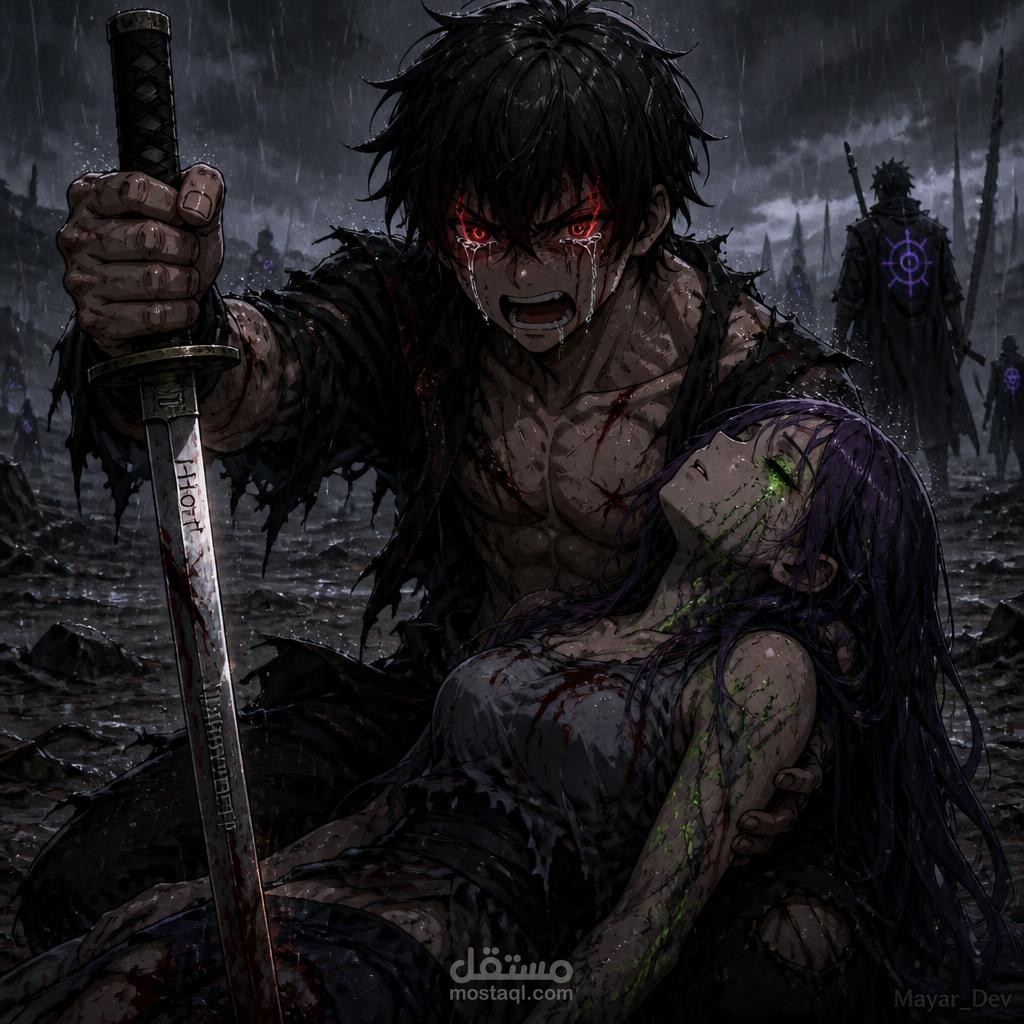 السماء تبكي معي – رسم رقمي أنمي