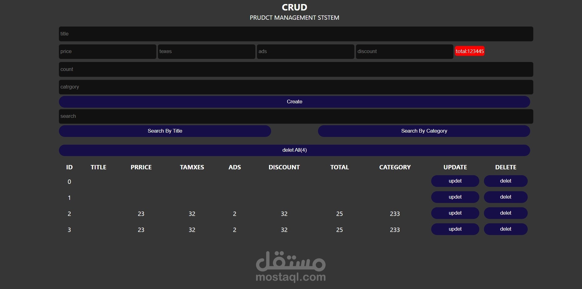 CRUD Web Application | JavaScript Project