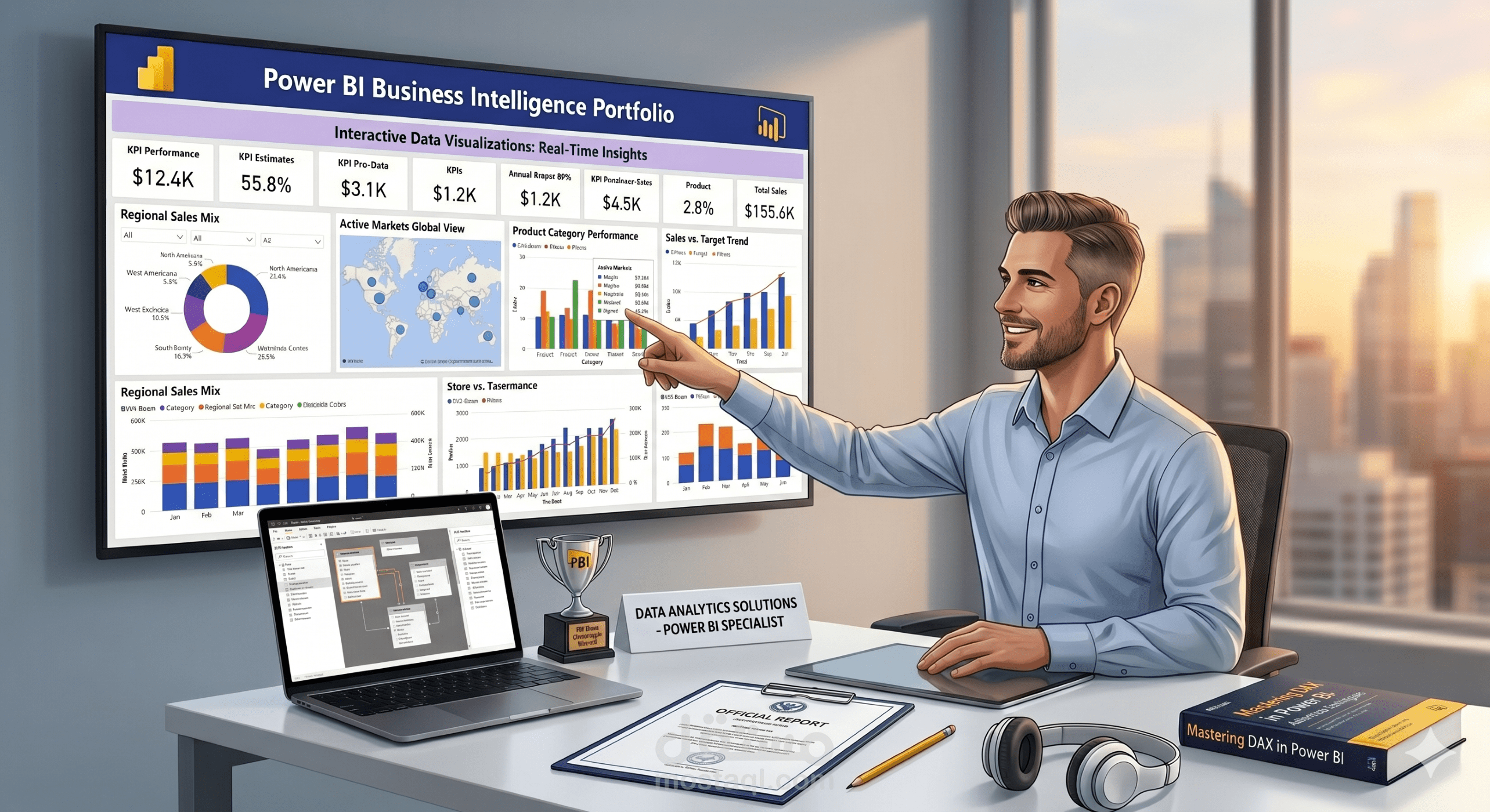 لوحة تحكم تفاعلية شاملة لمبيعات الشركات باستخدام Power BI