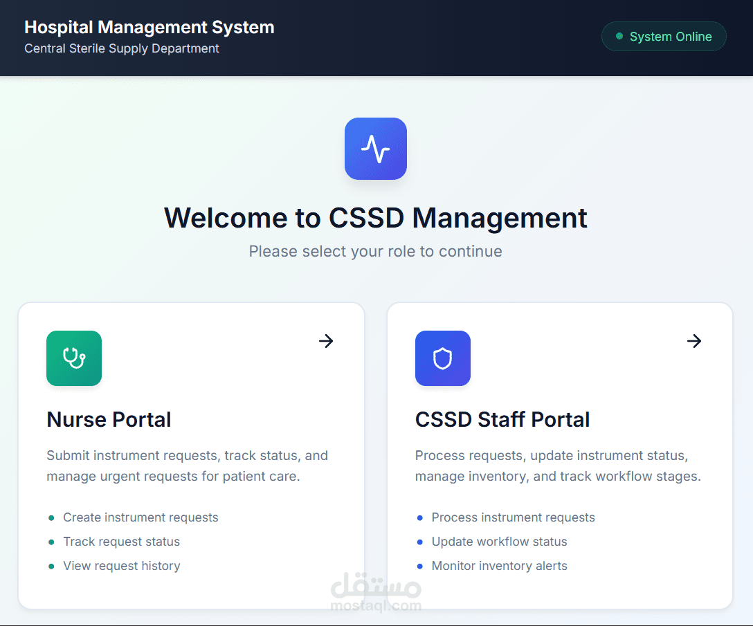CSSD — Hospital Management System