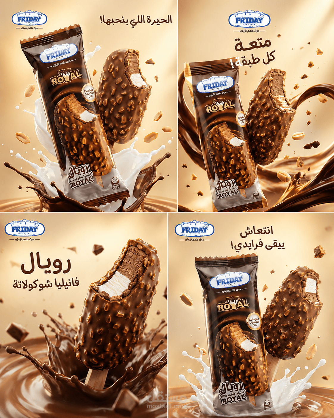 تصميم بوستر إعلاني وحملة بصرية لآيس كريم "فرايداي - Friday"