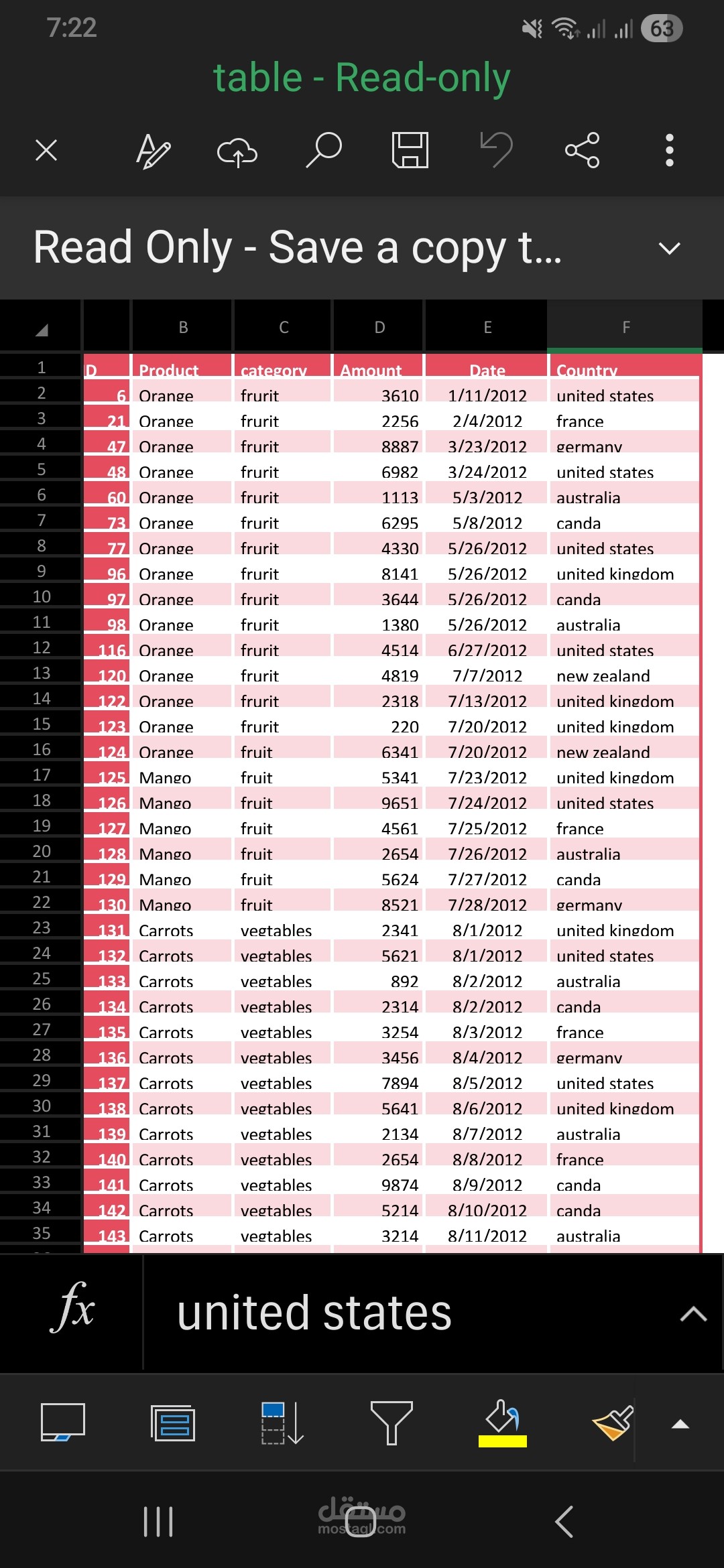 Excel tables