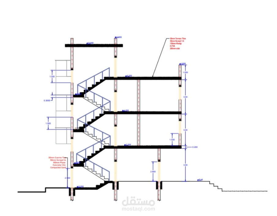 تصميم مبنى سكني تجاري - قطاع معماري