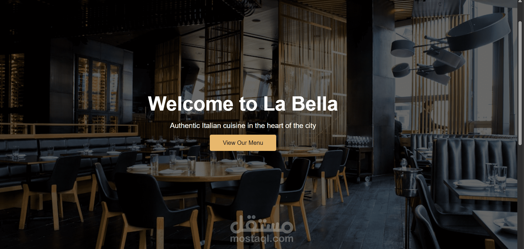 موقع مطعم La Bella - Landing Page