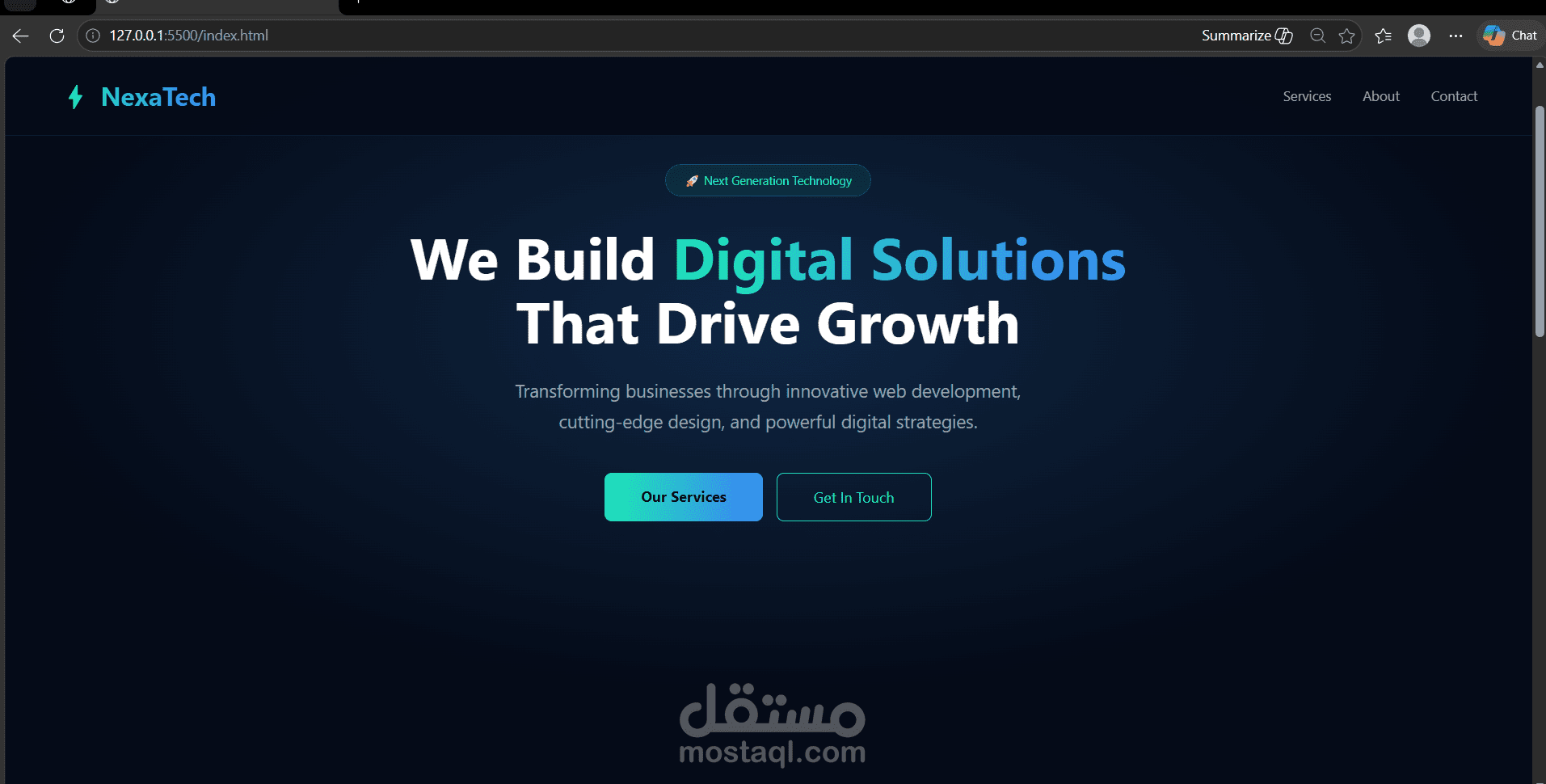 موقع شركة تكنولوجيا NexaTech - Landing Page