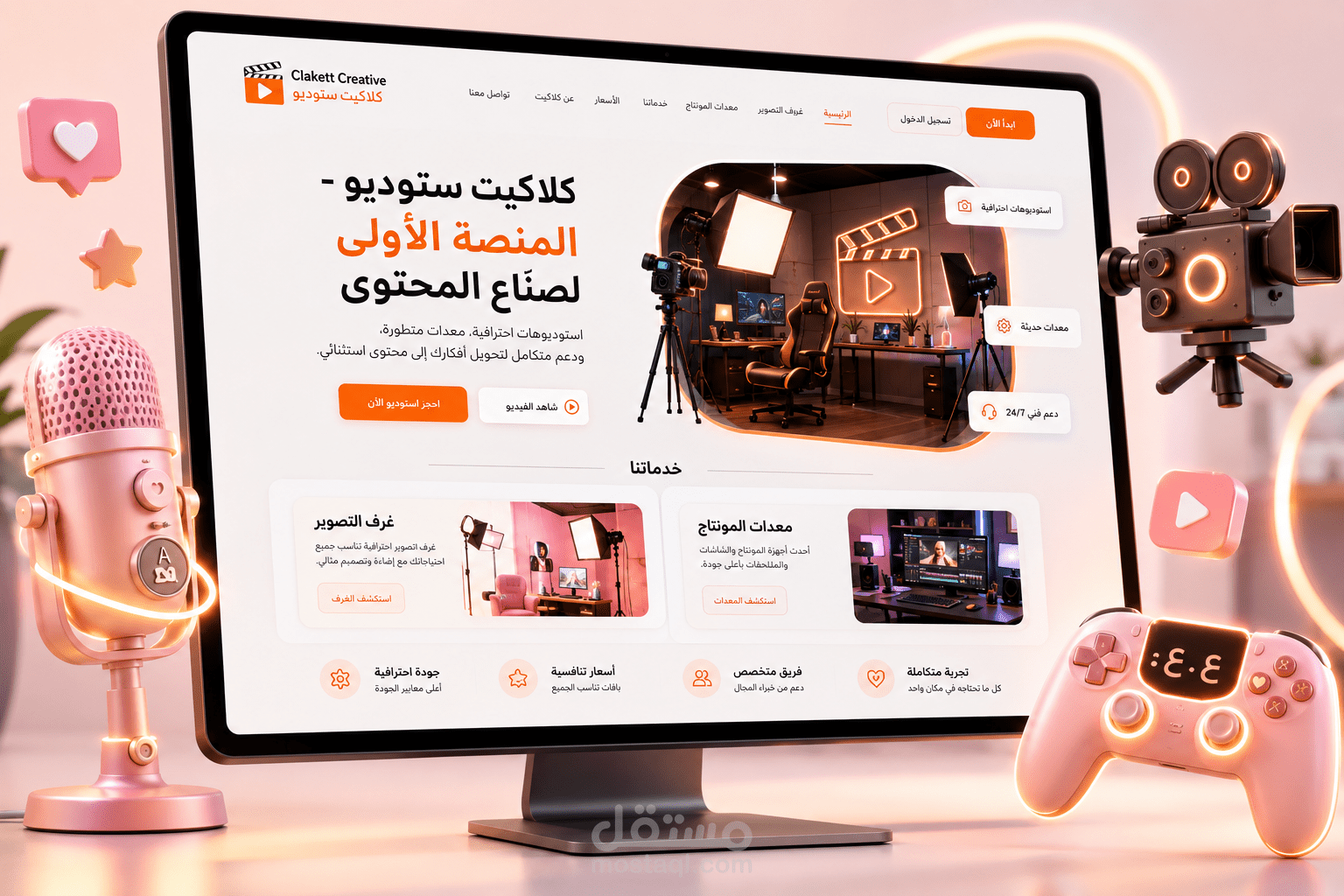 تصميم وبرمجة واجهة متجر "كلاكيت | Clakett" لخدمة صناع المحتوى والـ Gamers
