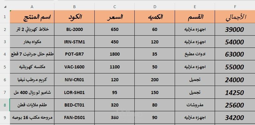 *"نموذج بيانات منظم على Excel - جاهز للإدخال والتحليل"*