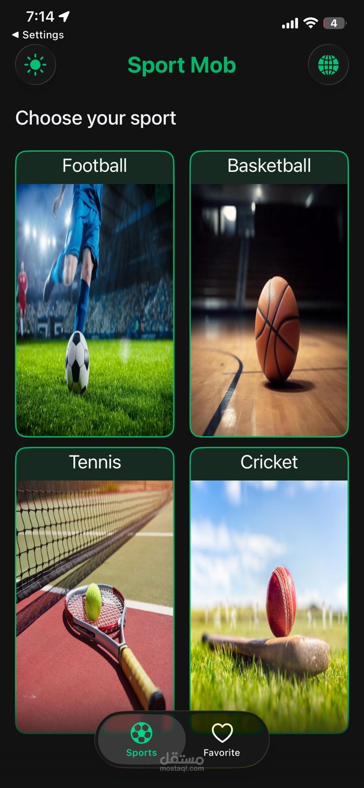 تطبيق Sport Mob لخدمات الرياضة والمباريات المباشرة | iOS Native App (UIKit & RxSwift)