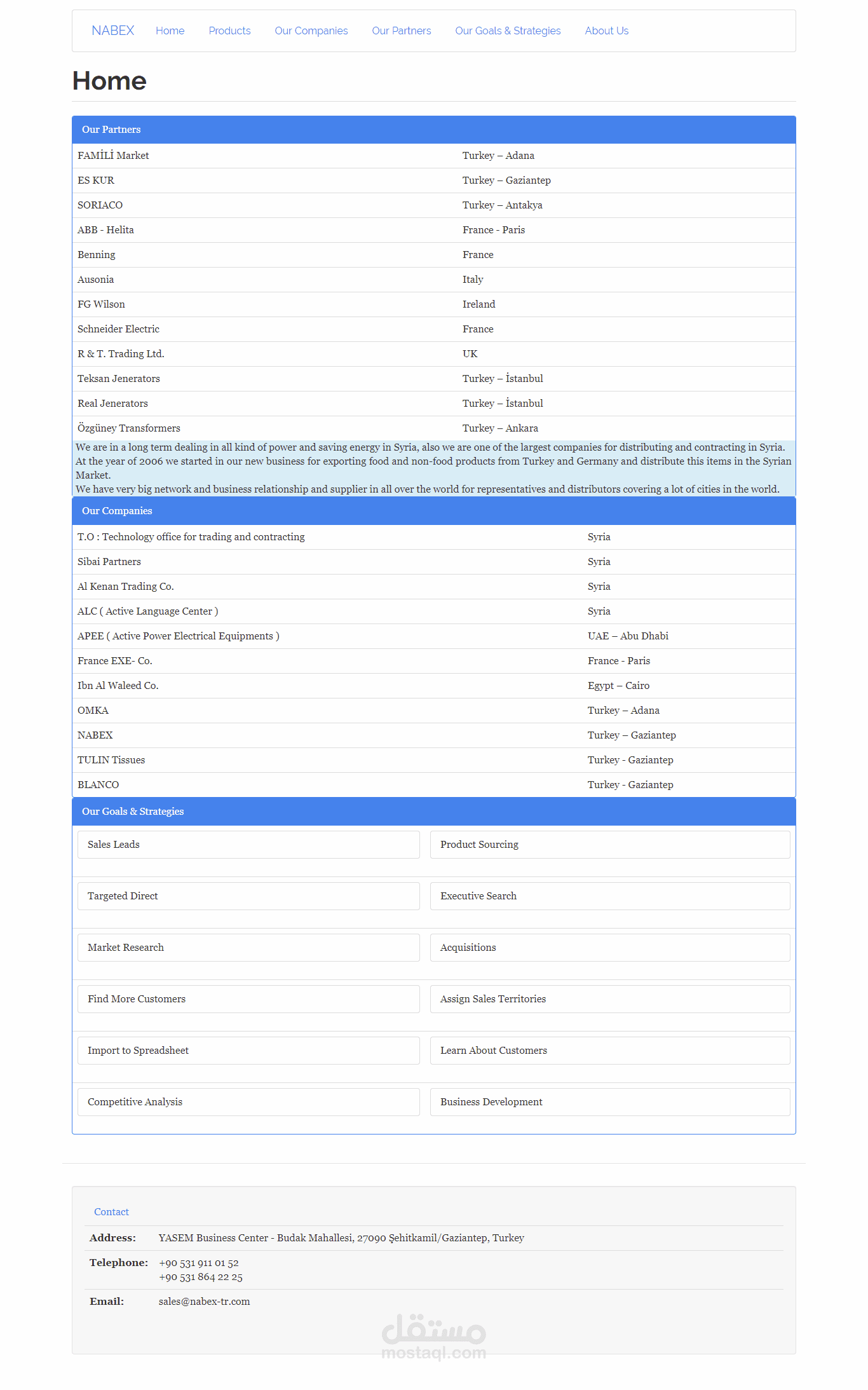 موقع تعريفي بشركة ومنتجاتها