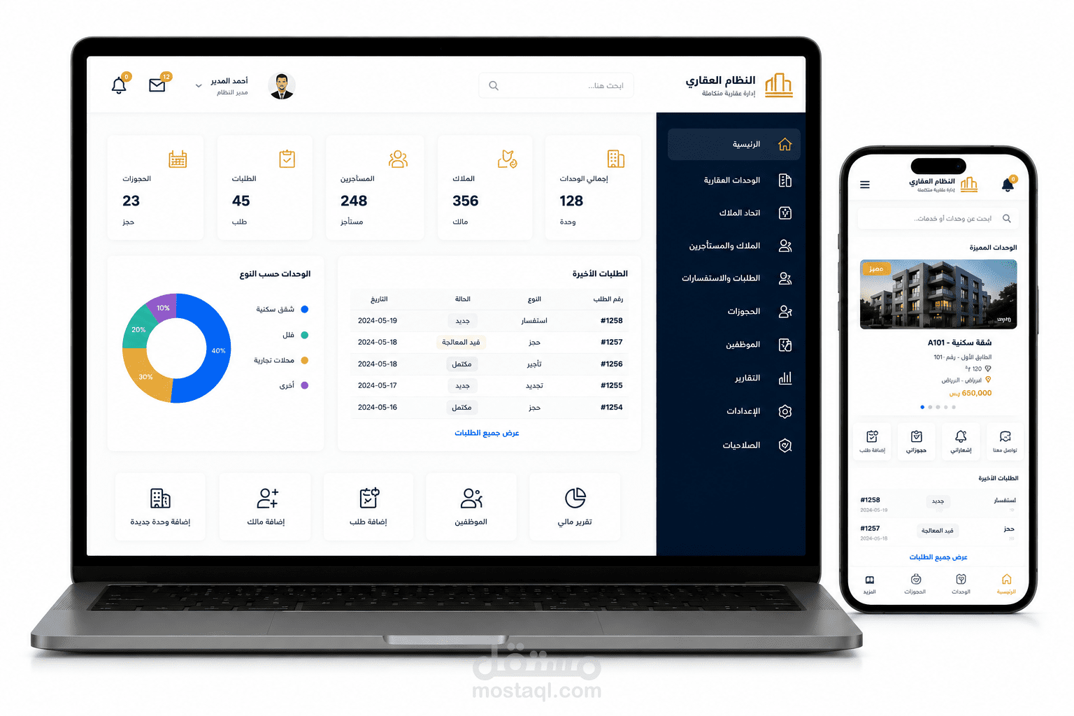 النظام العقاري | منصة متكاملة لإدارة الوحدات العقارية والملاك والمستأجرين