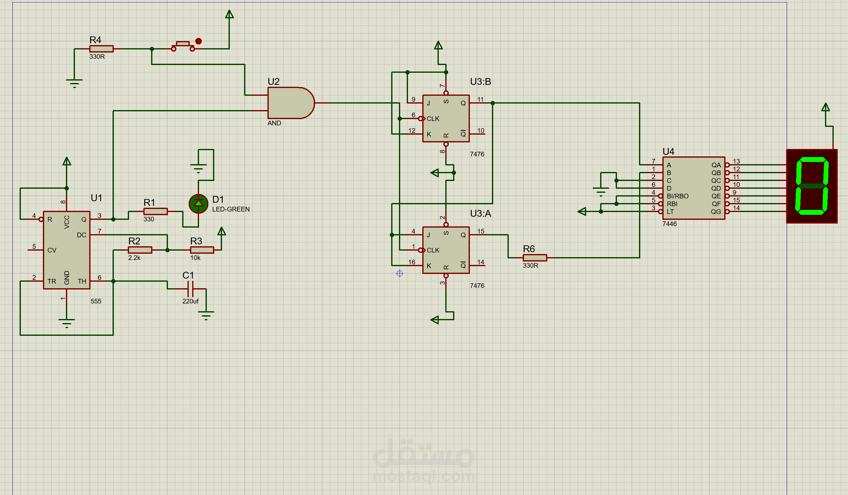 2bit Synchronous Up Counter using JK Flip-Flops