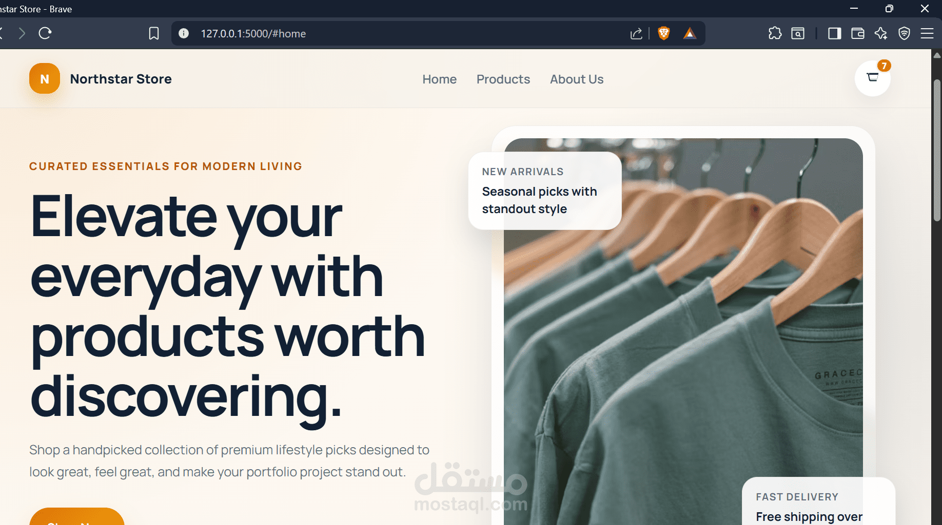 تطوير متجر إلكتروني متكامل (Full-Stack E-Commerce) بتصميم عصري ومتجاوب