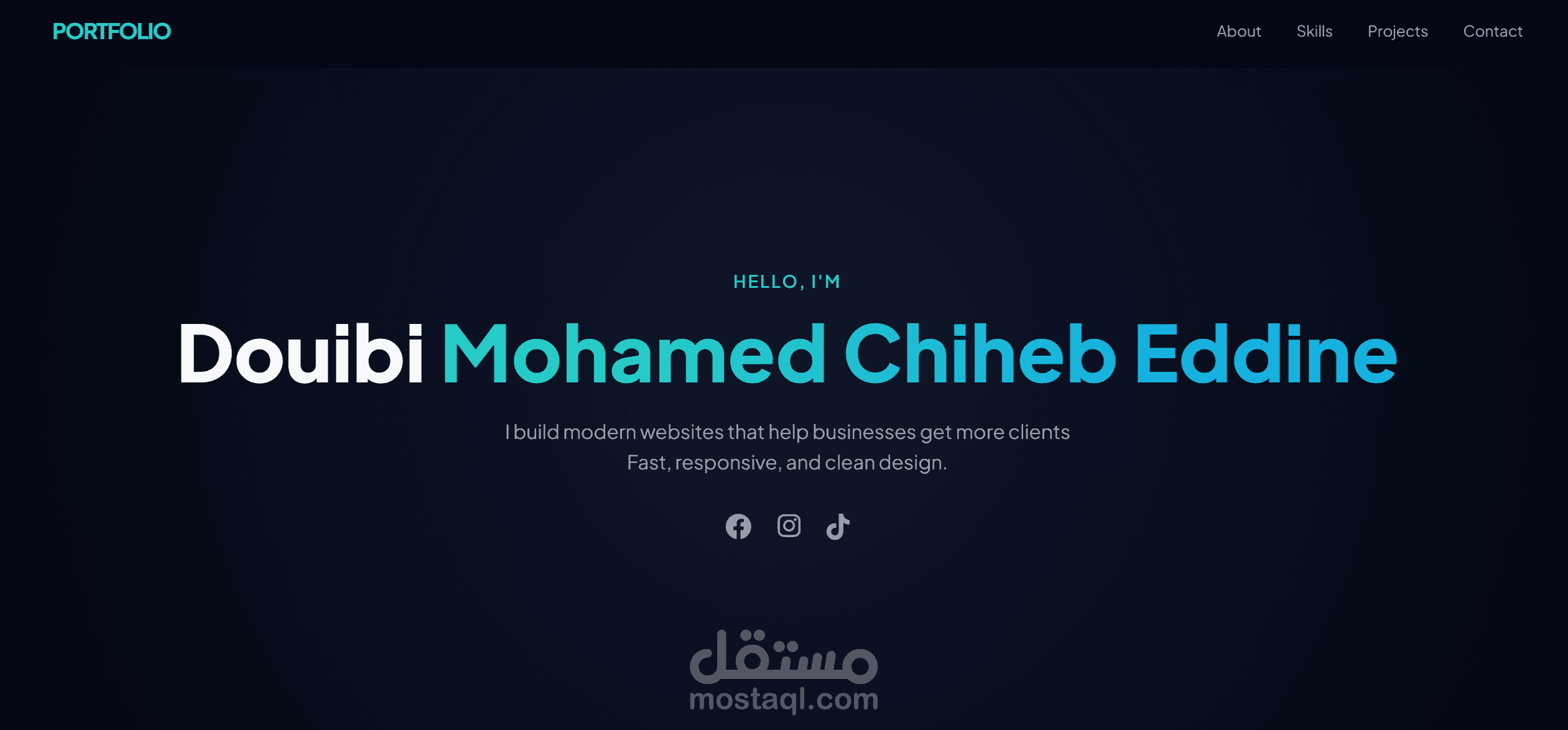 موقع بورتفوليو شخصي احترافي