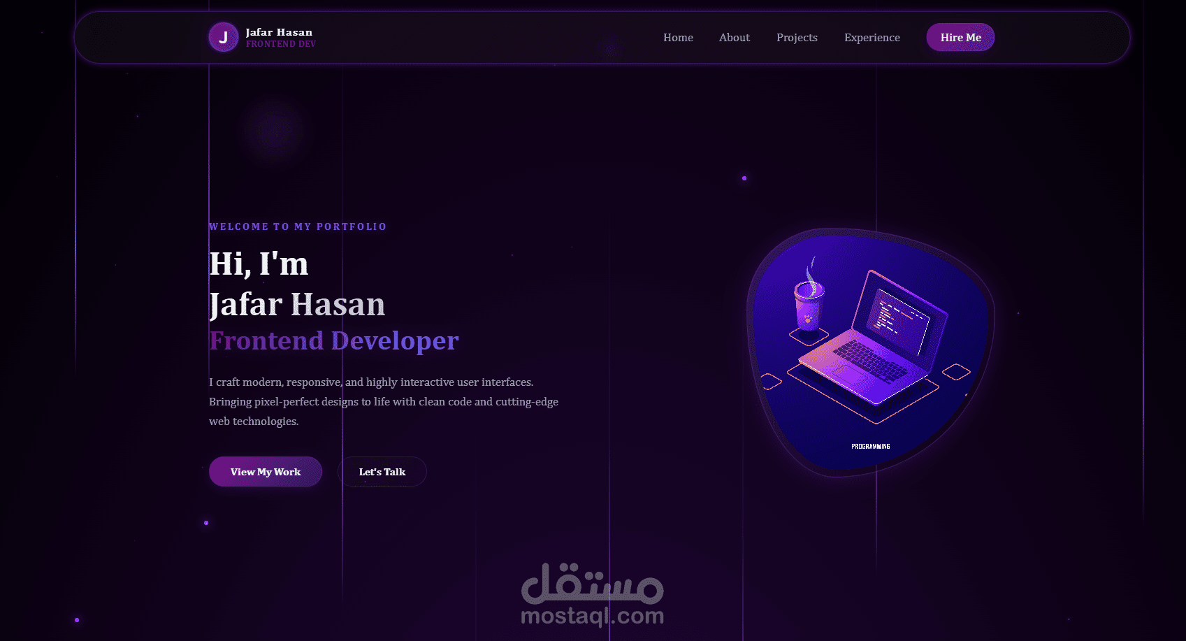 موقع بورتفوليو شخصي مطوّر باستخدام React و SASS