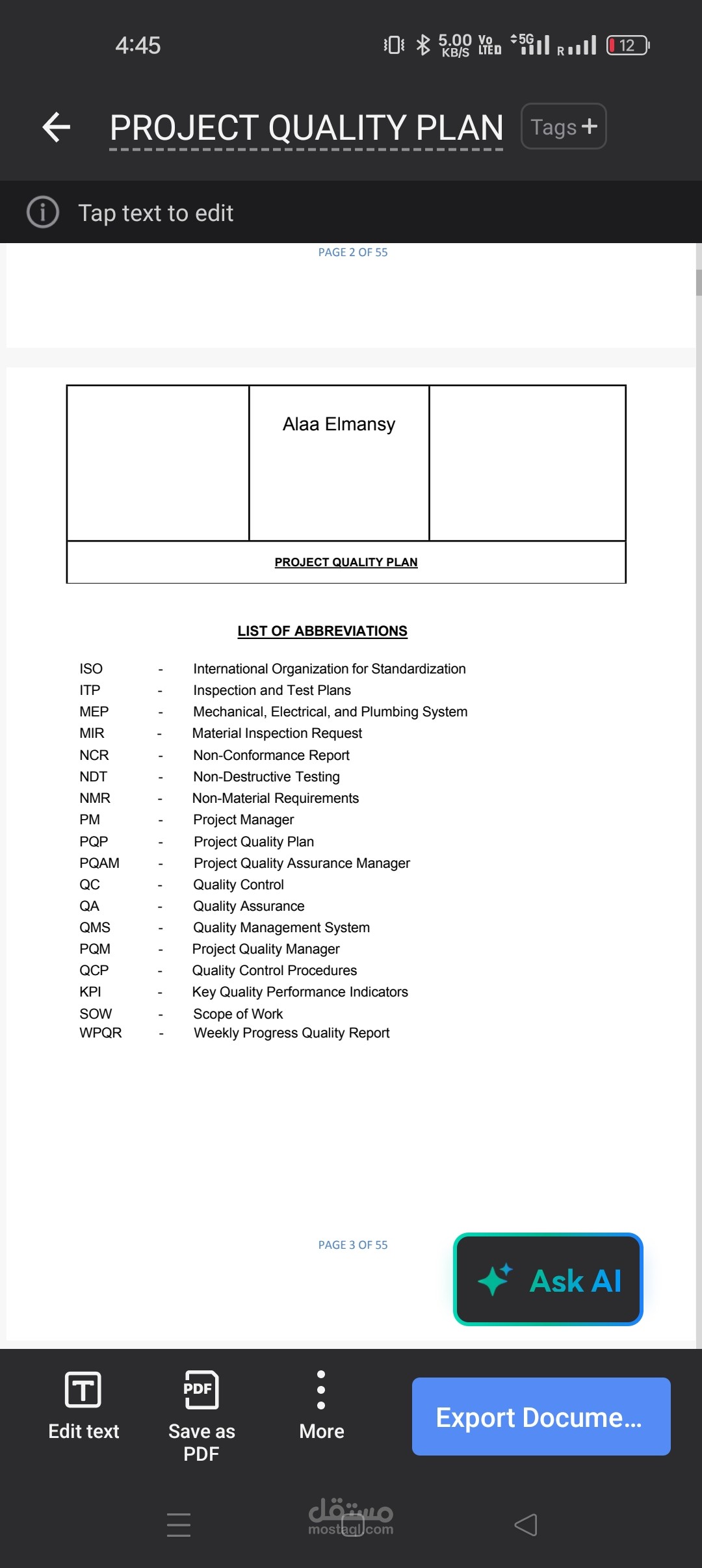 Word sheet