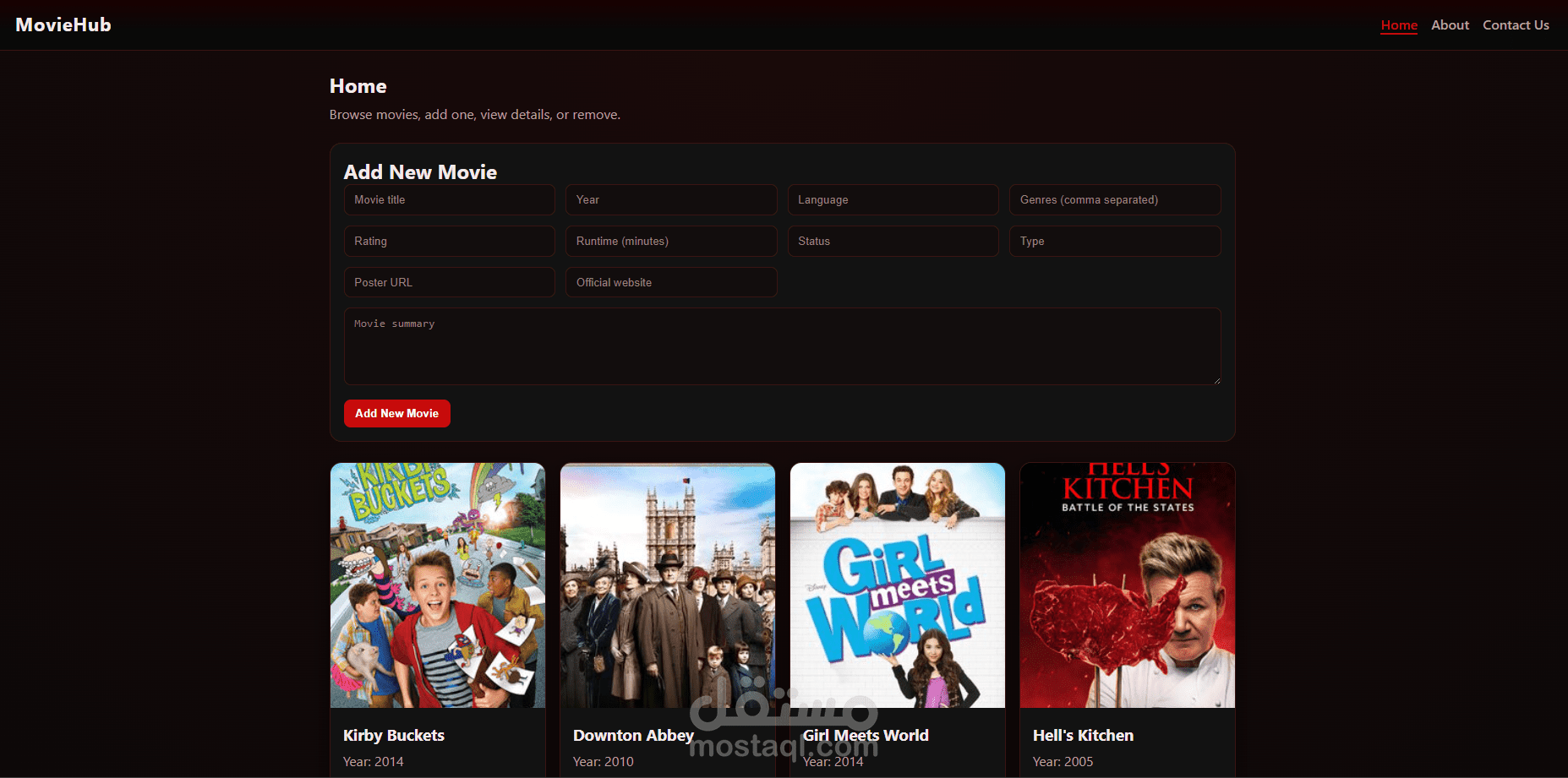 مشروع MovieHub Website – تطبيق ويب لعرض الأفلام