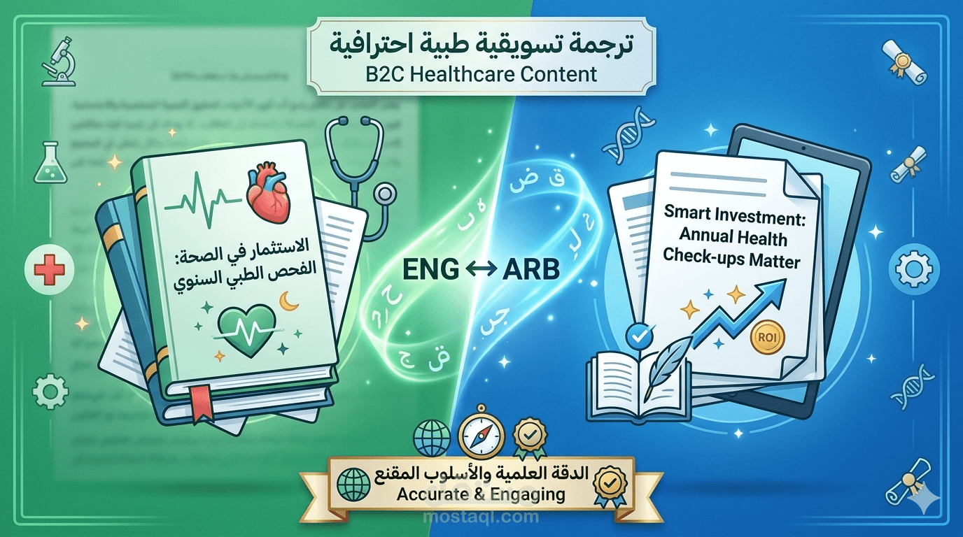 ترجمة تسويقية لمقال رعاية صحية توعوي بعنوان "استثمارك الأذكى: أهمية الفحوصات الطبية الدورية"