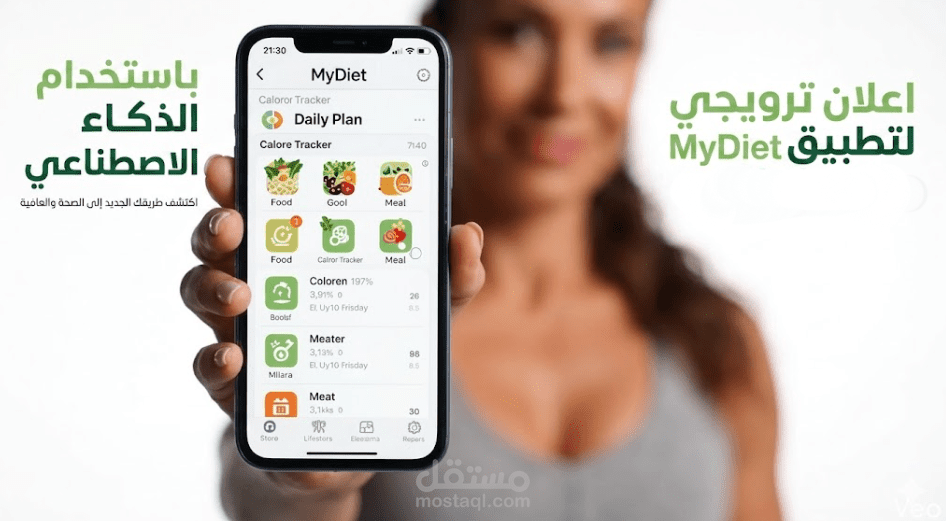 اعلان ترويجي لتطبيق منشور وعمل سابق mydiet