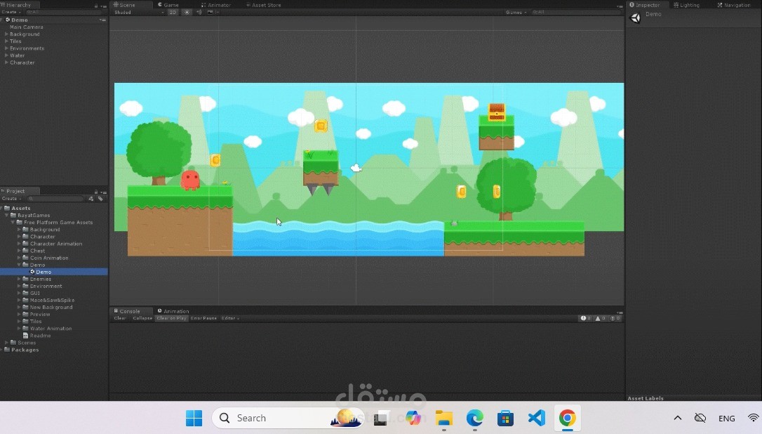 تصميم وتطوير لعبة ثنائية الأبعاد (2D Platformer) - مشروع تدريبي