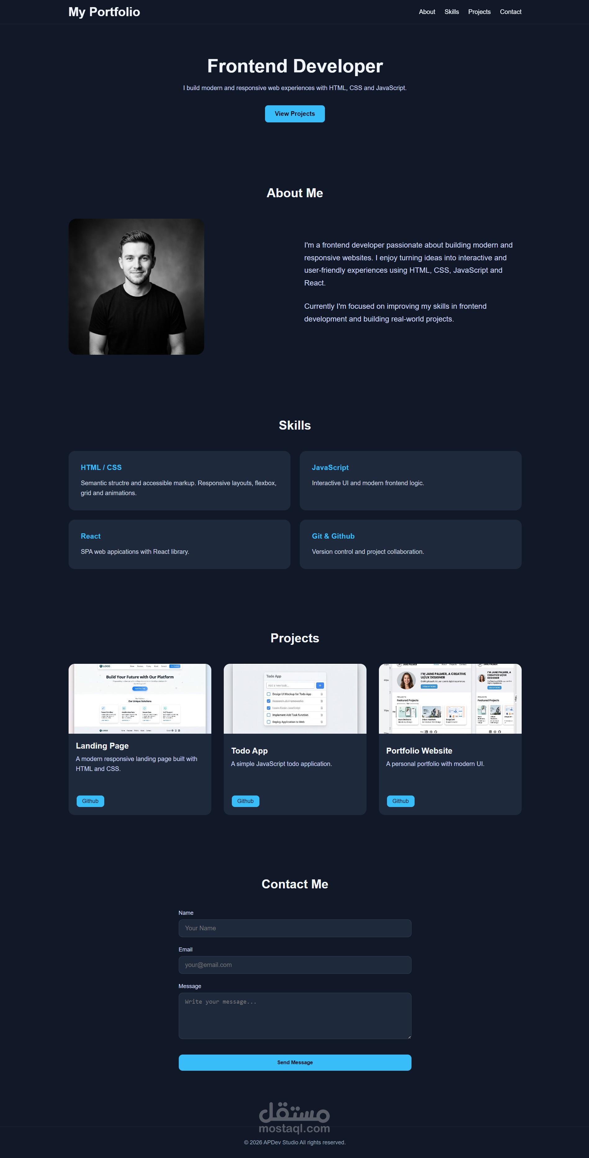 My Portfolio Landing Page