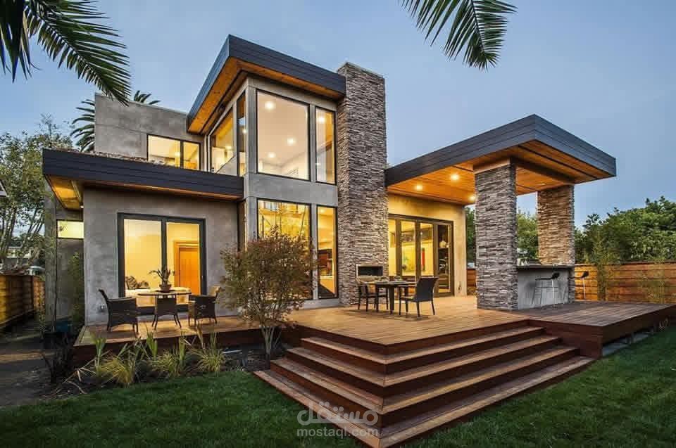 تصميم معماري لفيلا سكنية حديثة