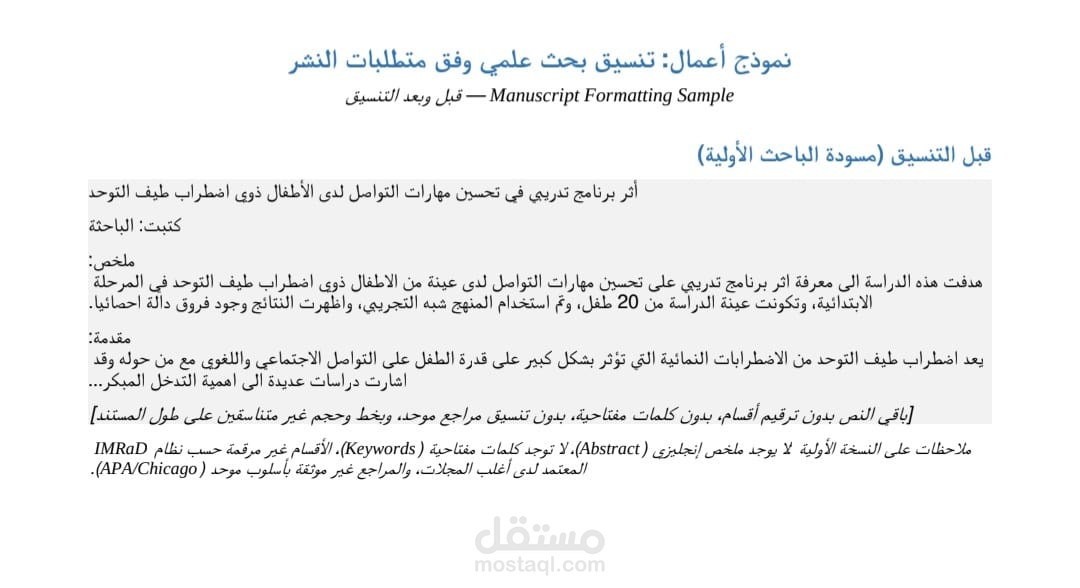 تنسيق الأبحاث والرسائل العلمية وفق متطلبات النشر الأكاديمي