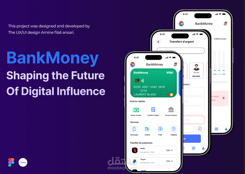 تصميم تطبيق بنكي حديث (Modern Banking App UI/UX)