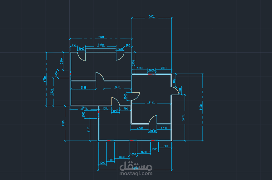 تصميم مخطط معماري متكامل ثنائي الأبعاد باستخدام AutoCAD
