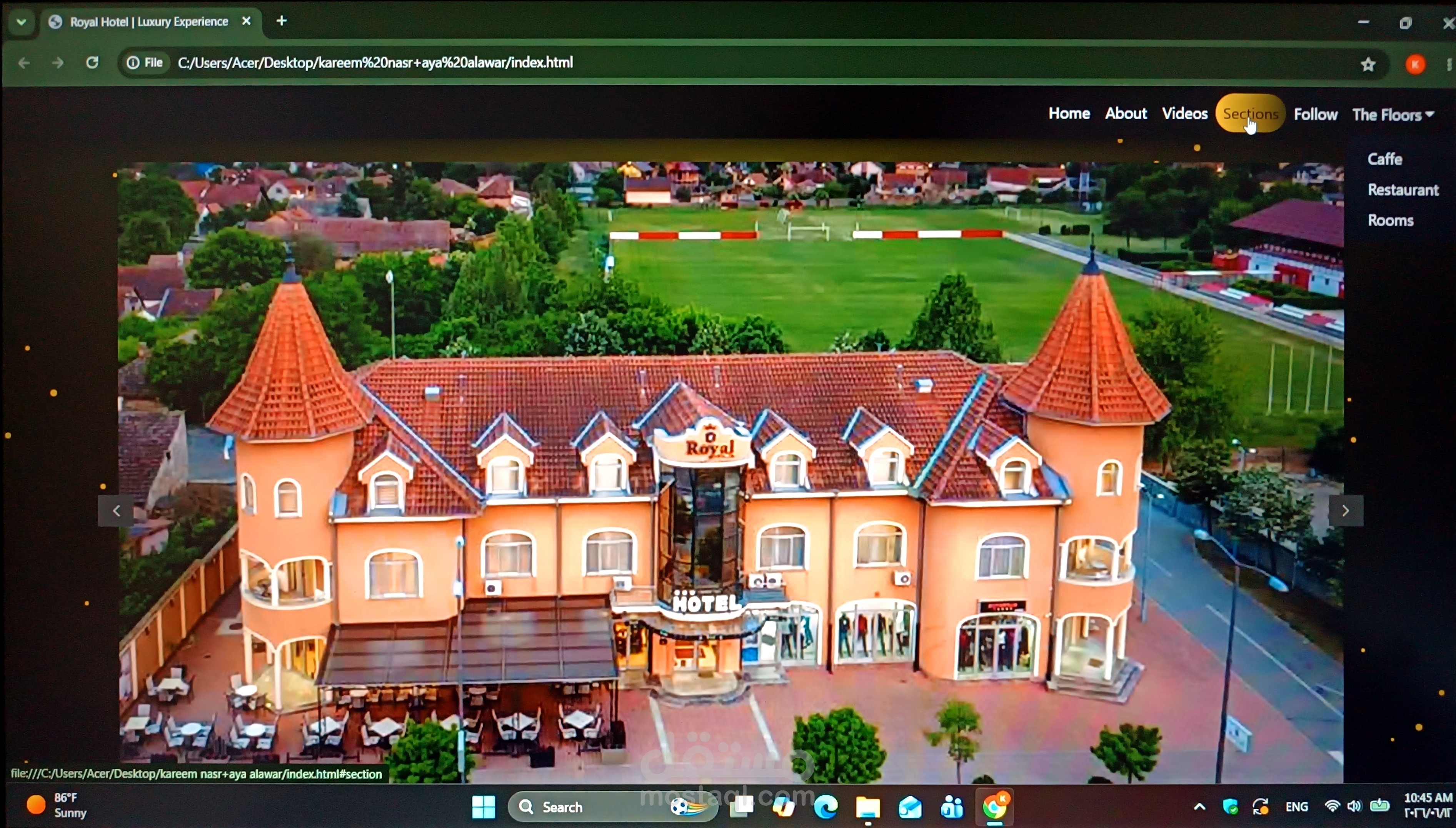 تطوير نظام إدارة وحجز غرف فندقية (Royal Crown Hotel)