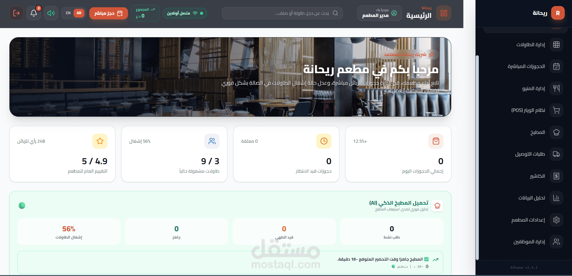 نظام داخلي لاصحاب المطاعم