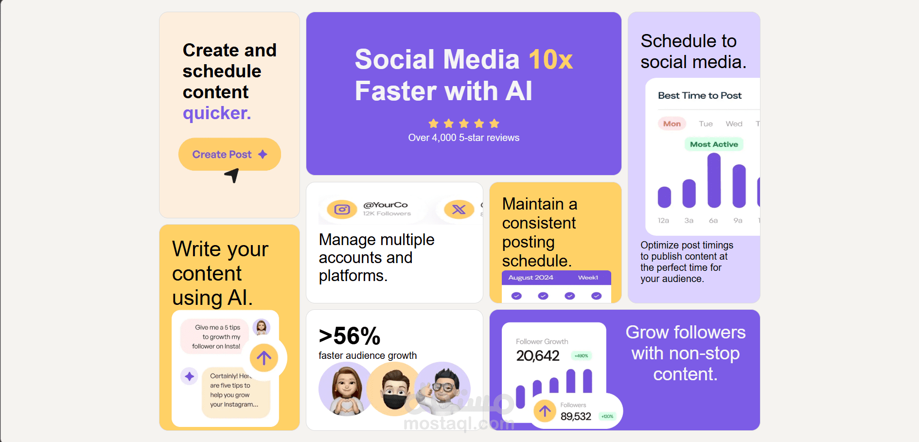 Social Media Bento Grid UI