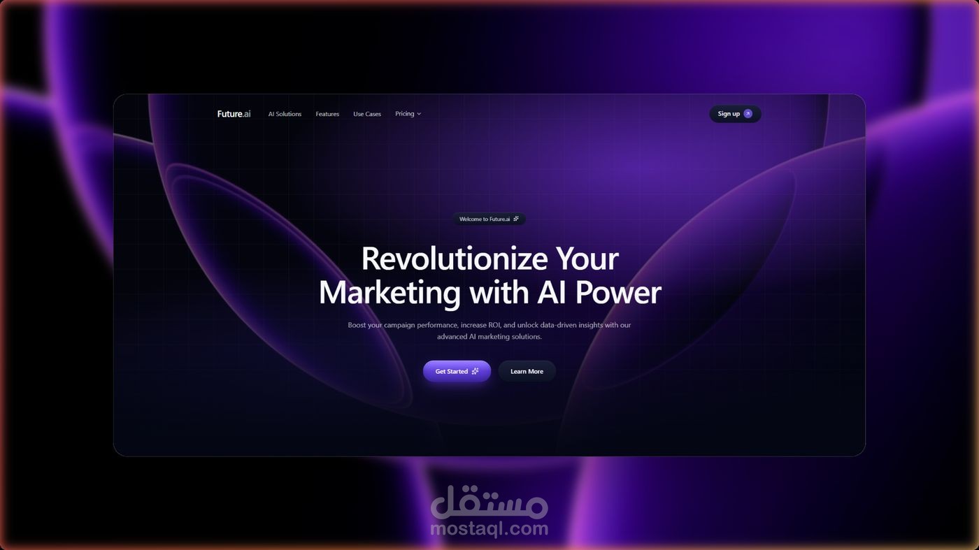 تصميم وبناء صفحة هبوط احترافية لمشروع Future.ai