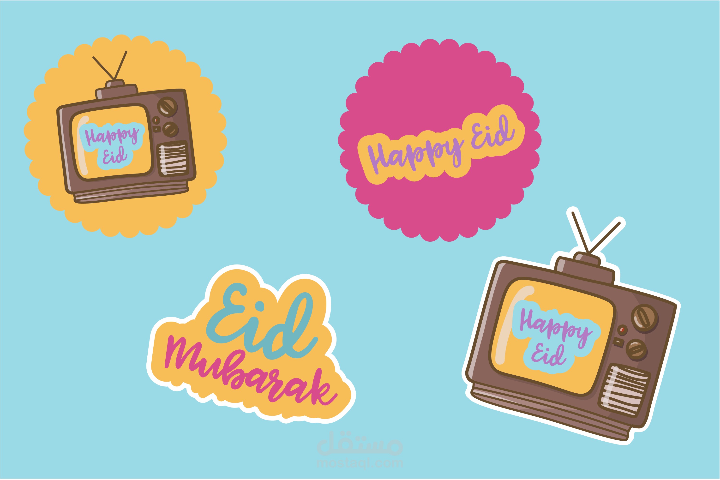 رسم ستيكرات العيد