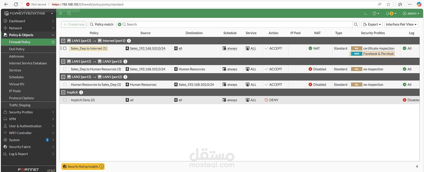 إعداد وبيئة مختبر افتراضي لجدار حماية FortiGate VM