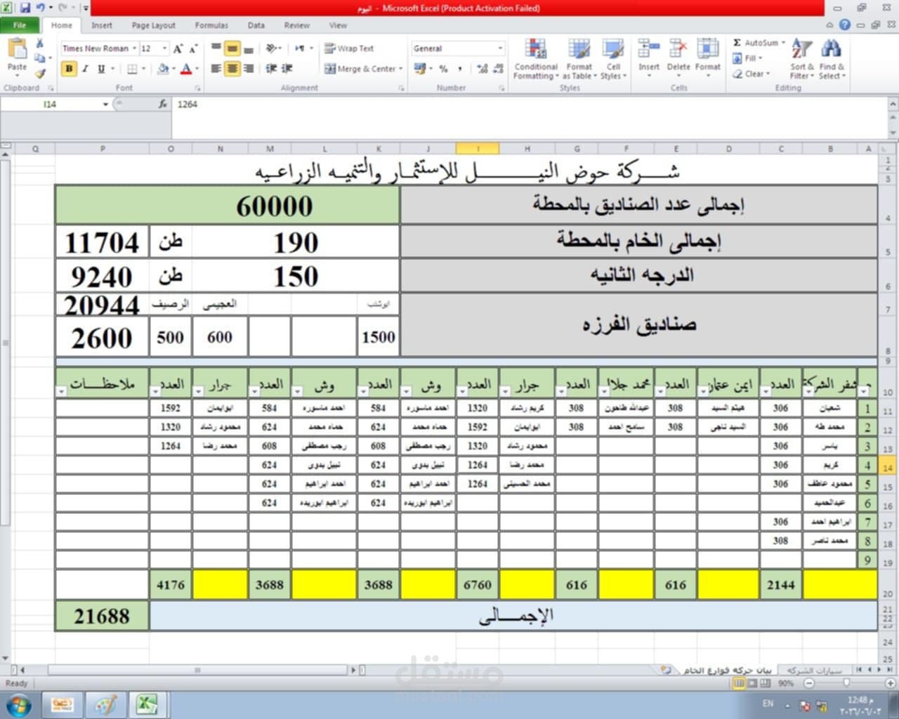 نماذج احترافية لإدخال البيانات وتنسيق الجداول والمصفوفات على Excel