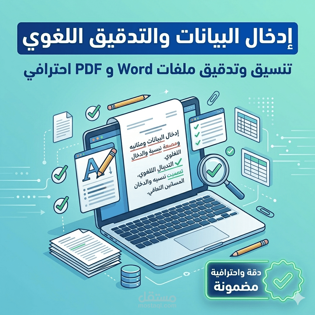 مشروع إدخال بيانات وتنسيق وتدقيق ملفات Word و PDF احترافي