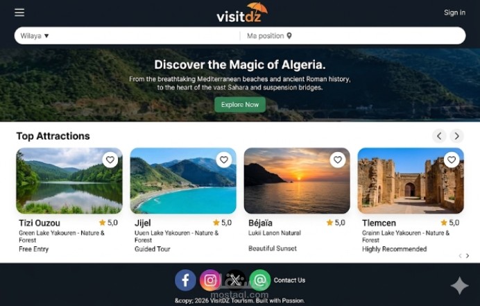 برمجة واجهة منصة حجز فندقي وسياحي متجاوبة فائقة السرعة (VisitDZ Portal