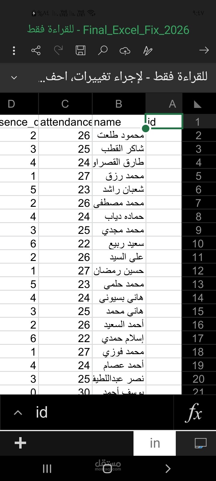 إعداد وتنظيم جداول بيانات تقييم الموظفين على Excel