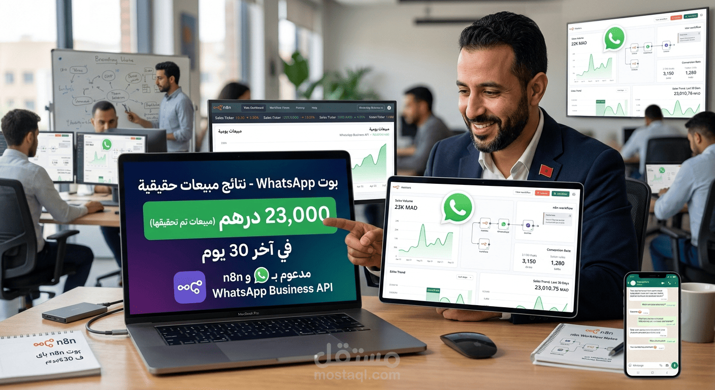 بوت WhatsApp باع 23 ألف درهم فـ 30 يوم باستخدام n8n