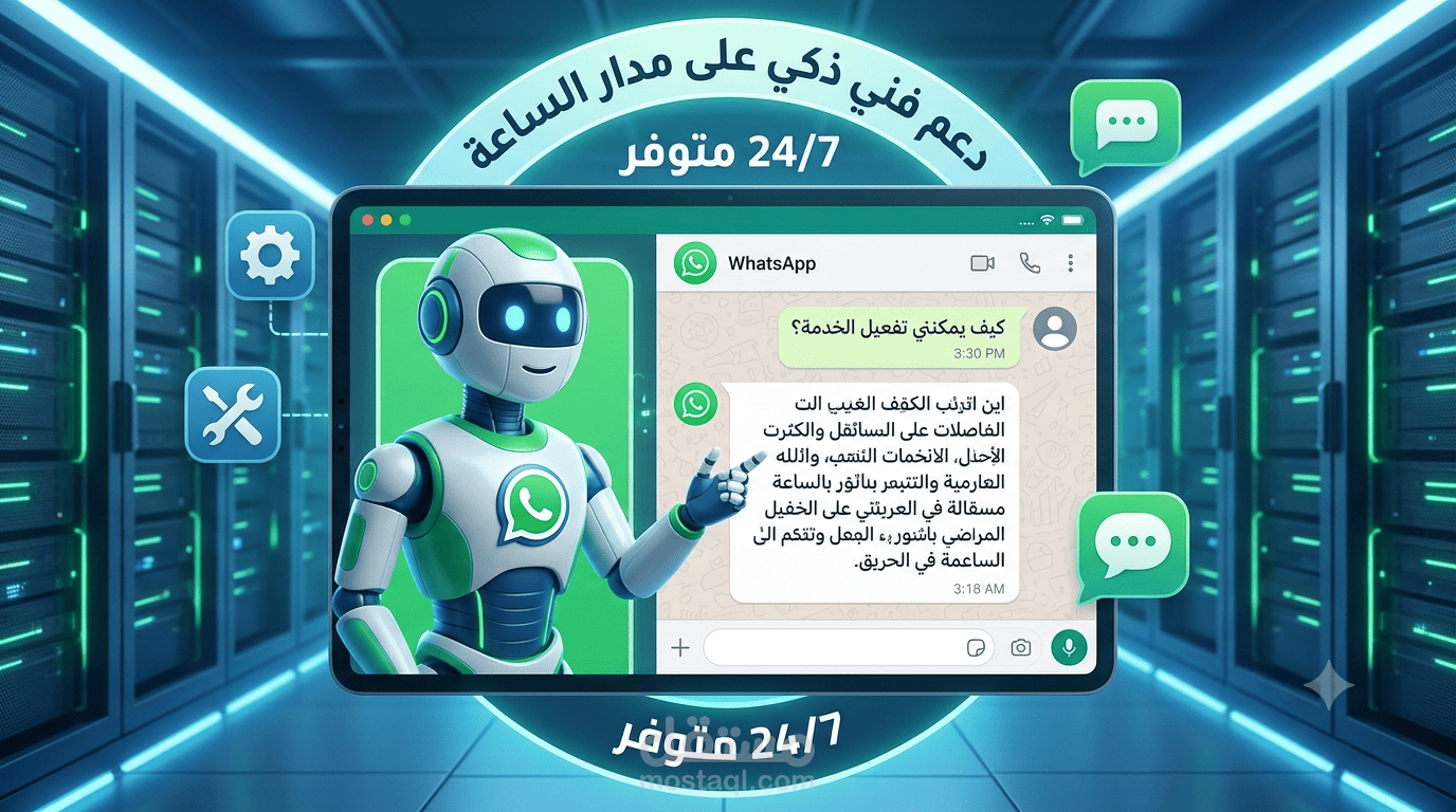 وكيل AI للدعم الفني على WhatsApp 24/24