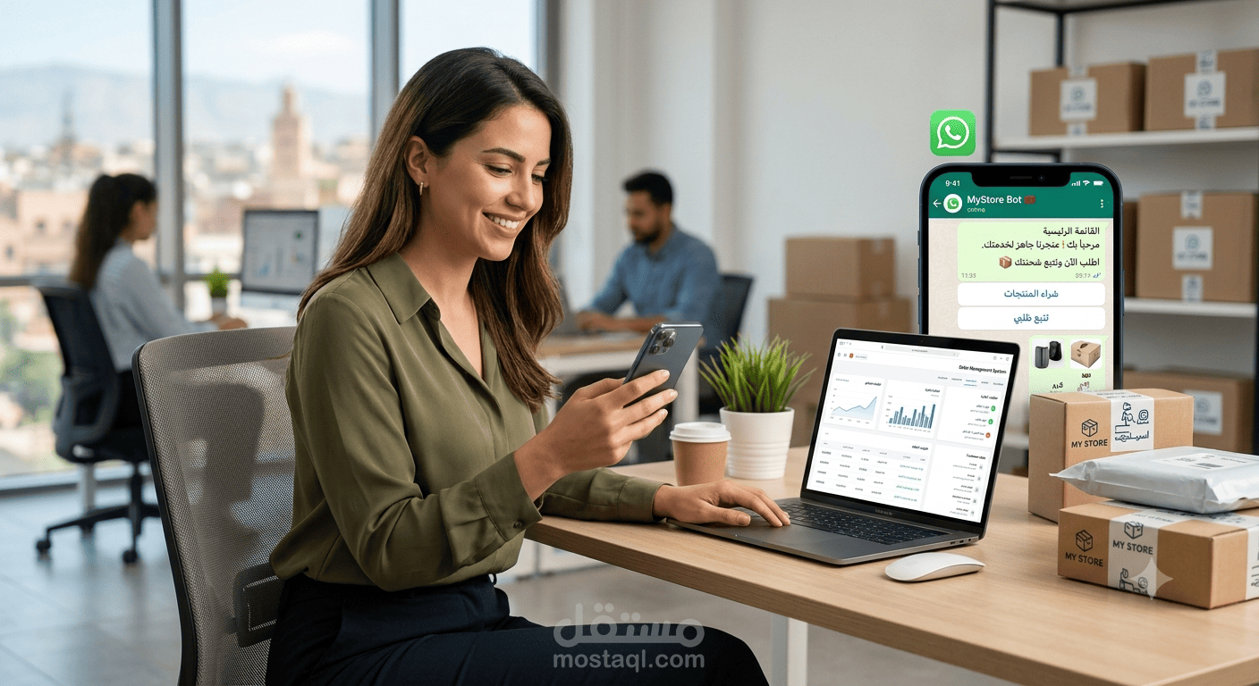 بوت WhatsApp لبيع المنتجات وتتبع الطلبات