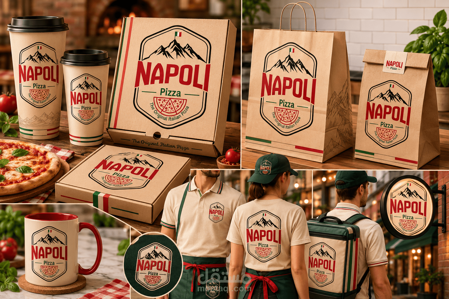 تصميم لوجو ( Badge Logo ) لمطعم  Napoli Pizza