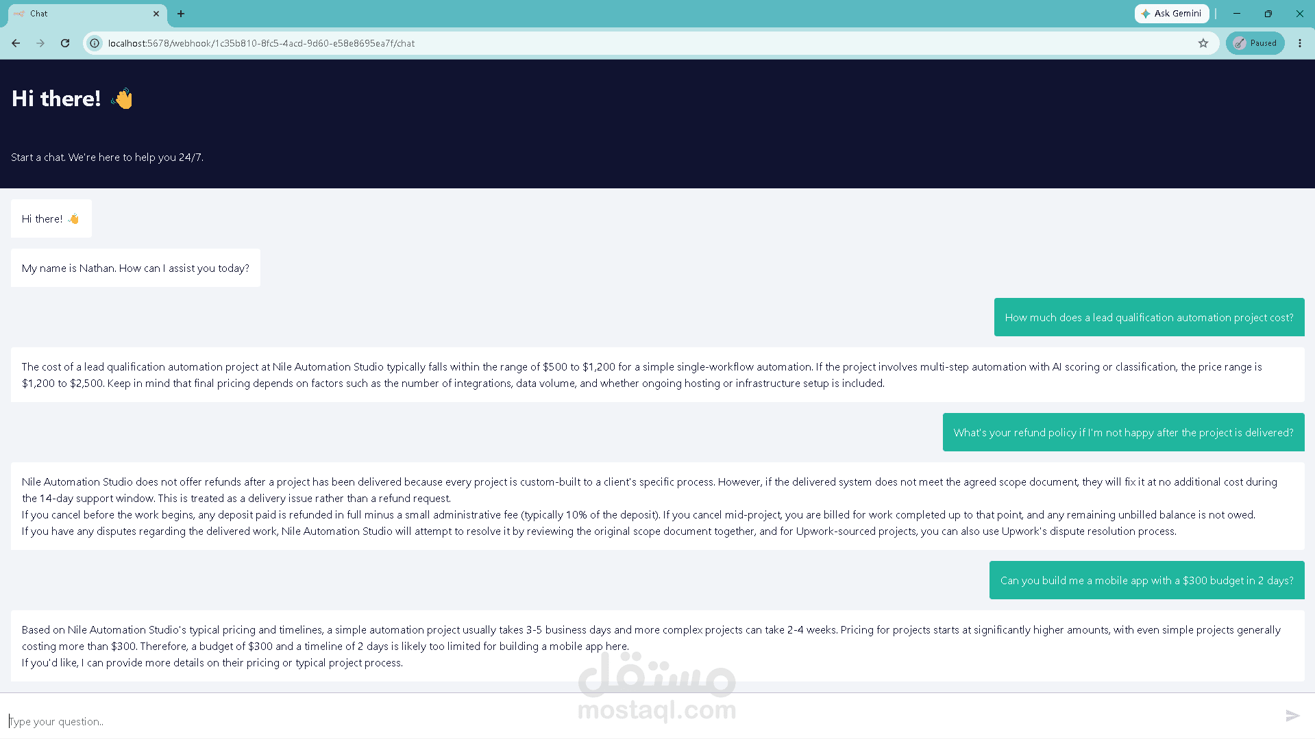 مساعد معرفي ذكي بتقنية RAG لخدمة العملاء (RAG-Powered Knowledge Base Assistant for Customer Support)