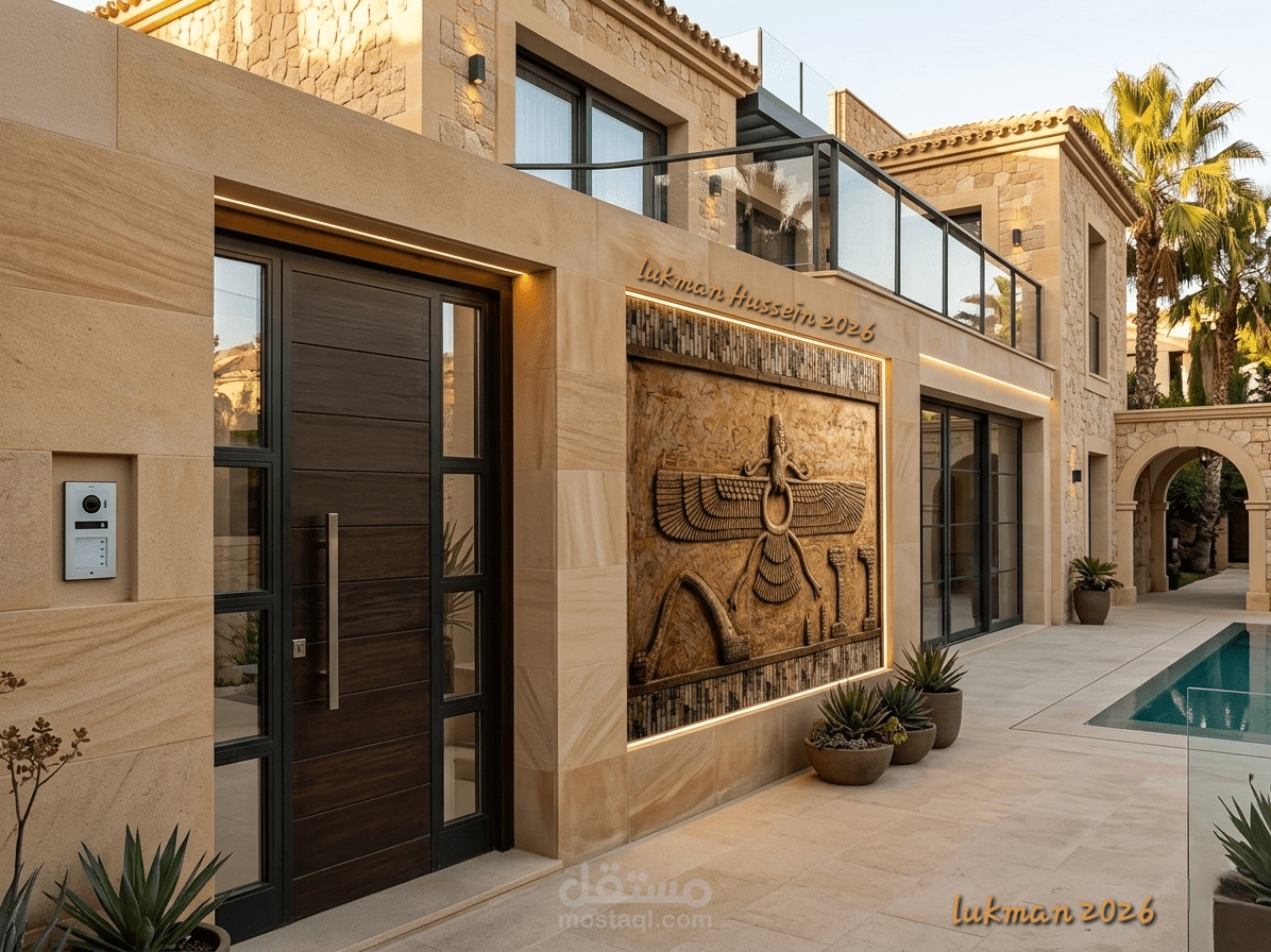 تصميم وإخراج جداريات نحتية فاخرة للواجهات الخارجية واللاندسكيب بالخامات الذكية