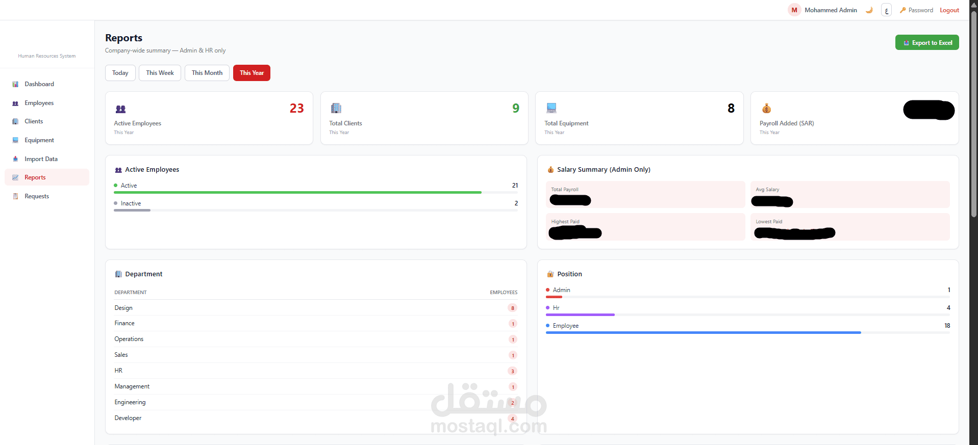 لوحة التقارير والإحصائيات - Reports & Analytics Dashboard
