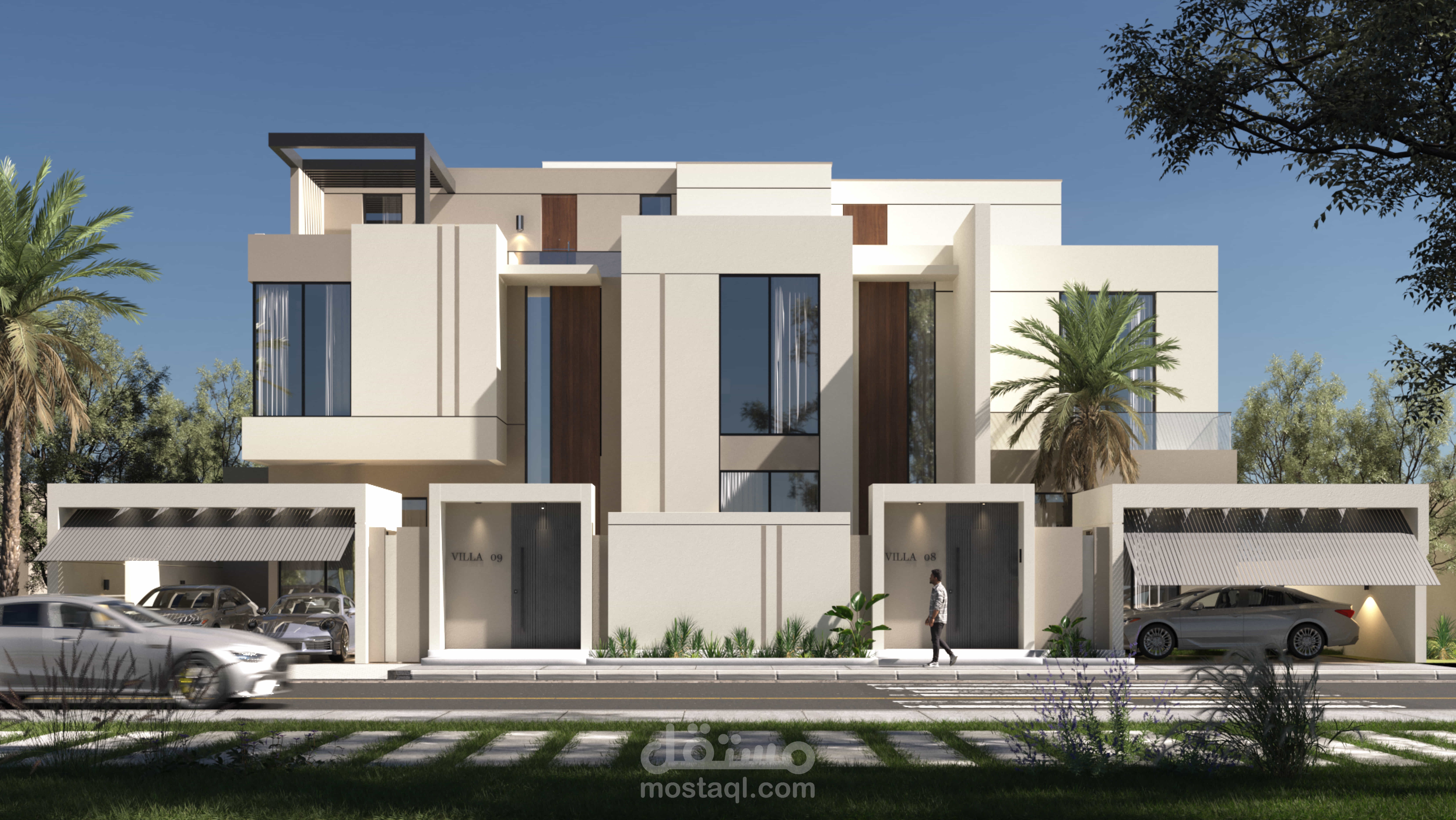 تصميم و اظهار معماري لمجموعه من الفيلل سكنية