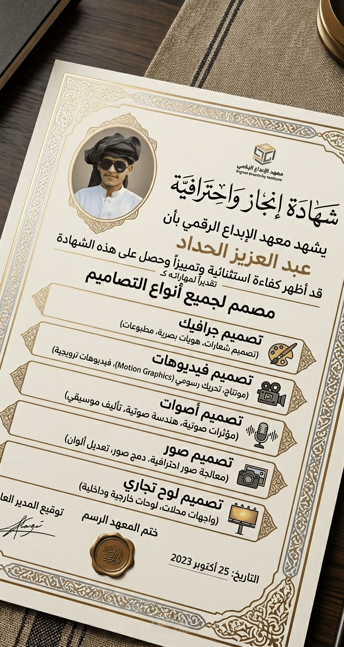 مستلم شهاده ب  اني كمصمم جرافيك